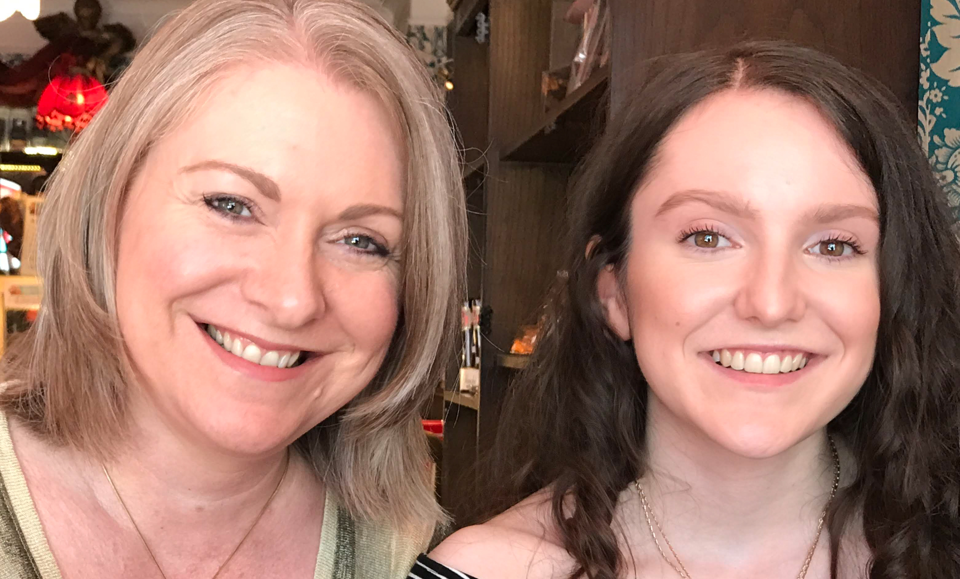 two happy women who practice mindfulness